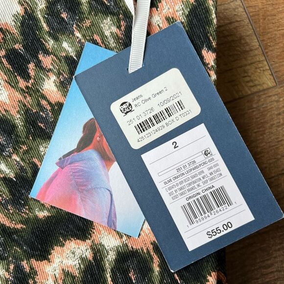 NWT Rachel Comey Women’s Size 2 Animal Print High Rise Denim Olive Pink Jeans - Picture 5 of 14